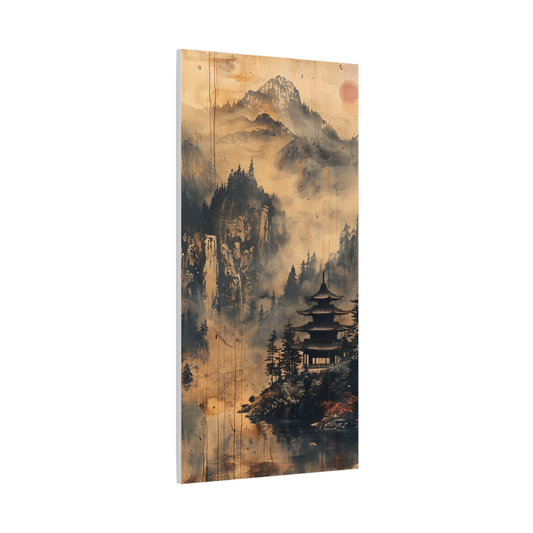 Zen Mountain Mist Canvas Art — Japanese Pagoda Landscape on Stretched Matte Canvas - The Art Hub