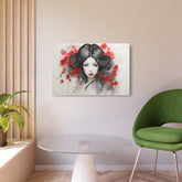 Metal Art Ethereal Geisha Portrait with Red Poppies  Japanese-Inspired Wall Decor - The Art Hub