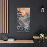 Sunset Mountain Landscape Canvas Print — Misty Pine Cliff Wall Art - The Art Hub