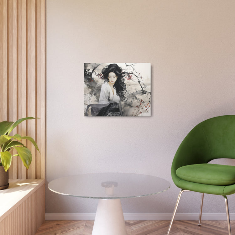 Asian Ink Painting Metal Art Serene Geisha Wall Decor - The Art Hub