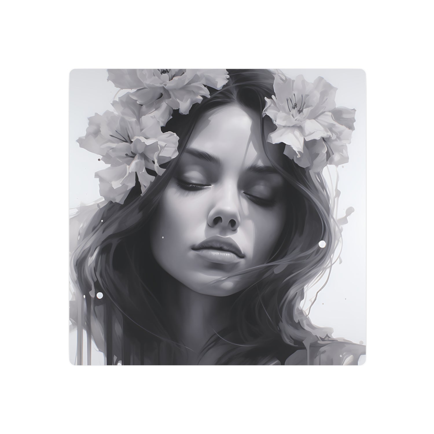 Metal Art — Beautiful Girl Floral Portrait Wall Decor - The Art Hub