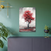 Red Tree Metal Art Sign Modern Abstract Wall Decor - The Art Hub