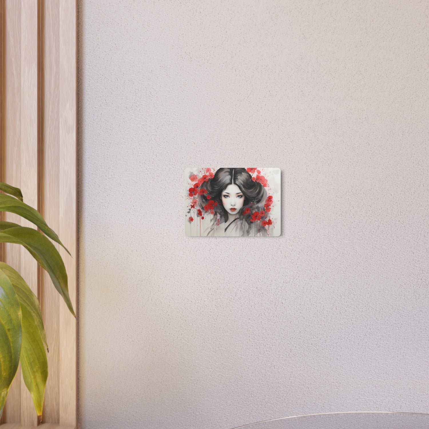 Metal Art Ethereal Geisha Portrait with Red Poppies  Japanese-Inspired Wall Decor - The Art Hub