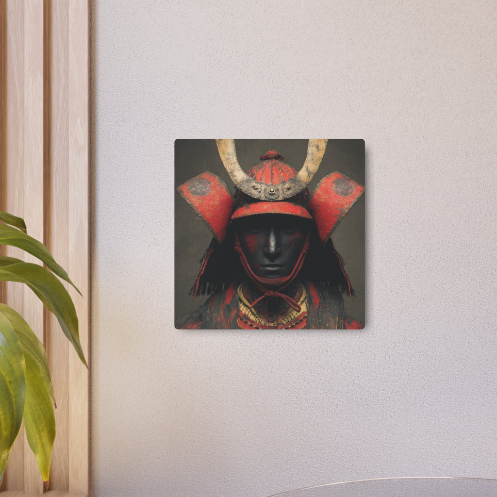 Samurai Armor Metal Art Sign — Red Warrior Wall Decor