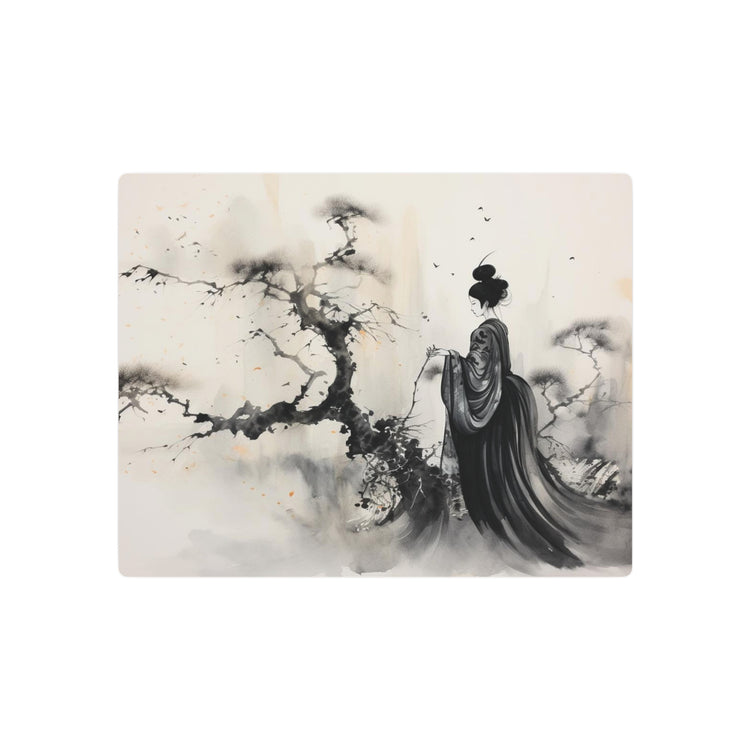 Metal Art Zen Geisha Ink Landscape Wall Plaque - The Art Hub