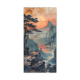 Sunset Mountain Landscape Canvas Print — Misty Pine Cliff Wall Art - The Art Hub