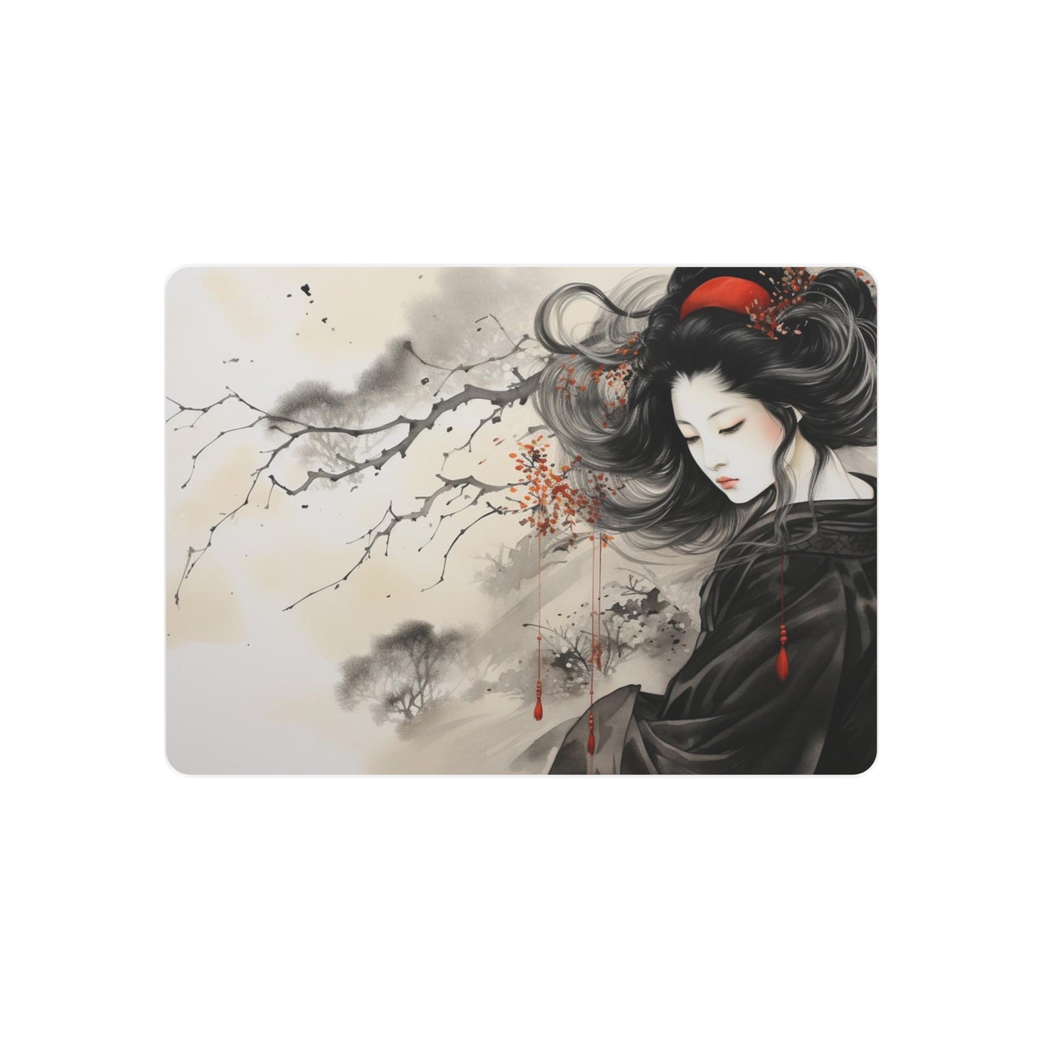 Metal Art Elegant Geisha Wall Plaque (Asian Ink-Style Décor) - The Art Hub