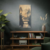 Serene Mountain Bridge Canvas Wall Art — East Asian Landscape Matte Stretched Print - The Art Hub