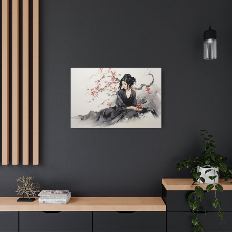 Metal Art Geisha with Cherry Blossoms Wall Art - The Art Hub