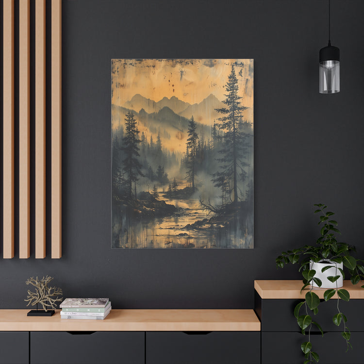 Mountain Mist Landscape Canvas Art— Rustic Pine Forest Wall Art - The Art Hub