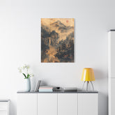 Zen Mountain Mist Canvas Art — Japanese Pagoda Landscape on Stretched Matte Canvas - The Art Hub