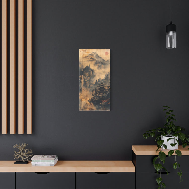 Zen Mountain Mist Canvas Art — Japanese Pagoda Landscape on Stretched Matte Canvas - The Art Hub