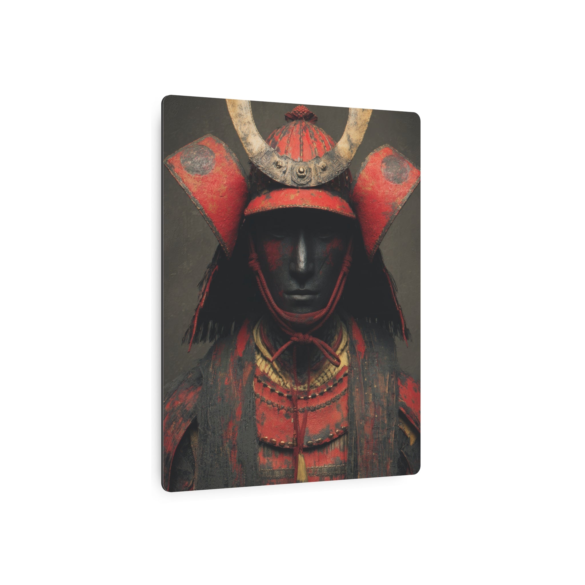 Samurai Armor Metal Art Sign — Red Warrior Wall Decor