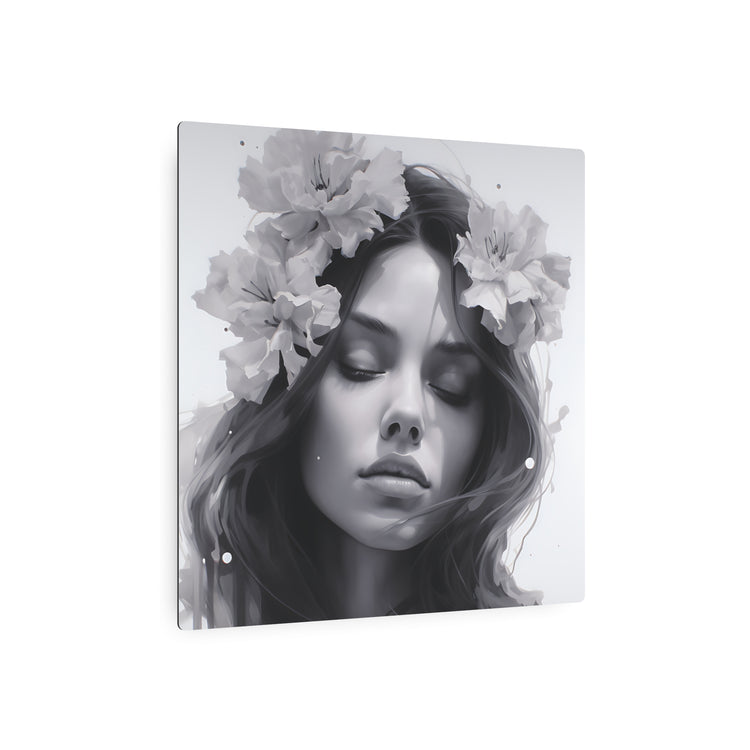 Metal Art — Beautiful Girl Floral Portrait Wall Decor - The Art Hub