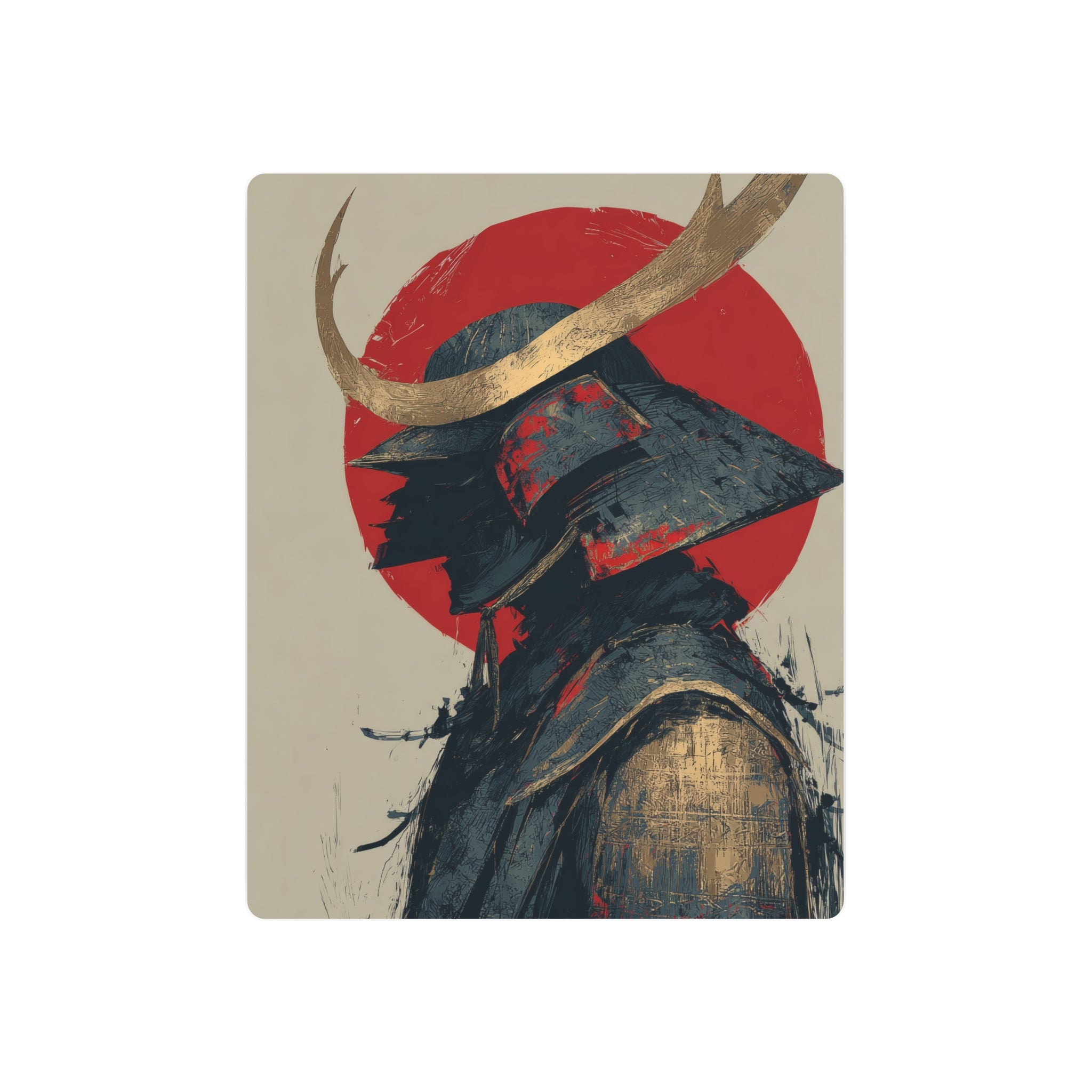 Samurai Helmet Metal Art Sign — Japanese Warrior Wall Decor