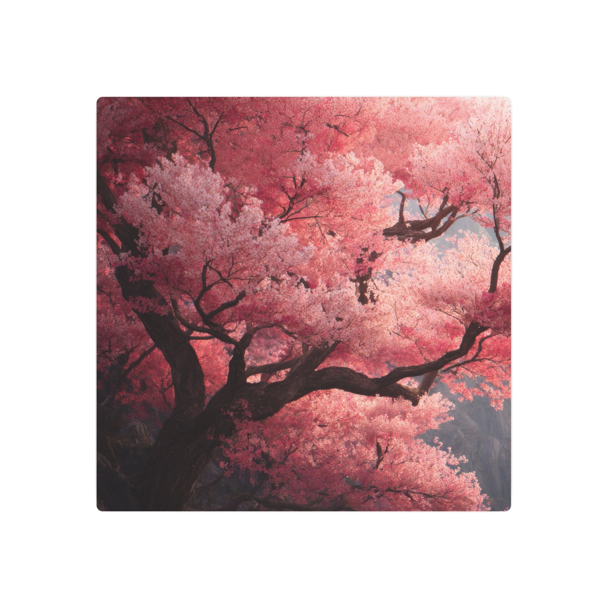 Cherry Blossom Metal Art Sign — Pink Sakura Wall Decor