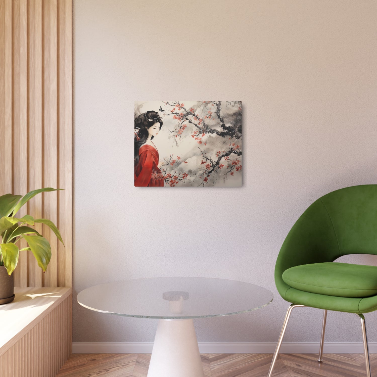 Geisha Cherry Blossom Metal Art Japanese-Inspired Wall Decor - The Art Hub