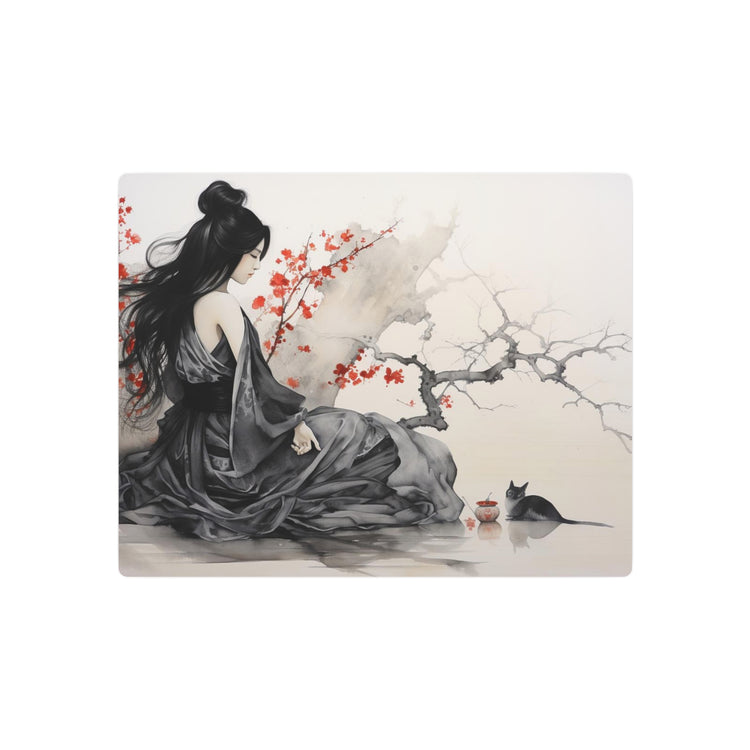 Metal Art Asian-Inspired Geisha with Cherry Blossoms Wall Art - The Art Hub