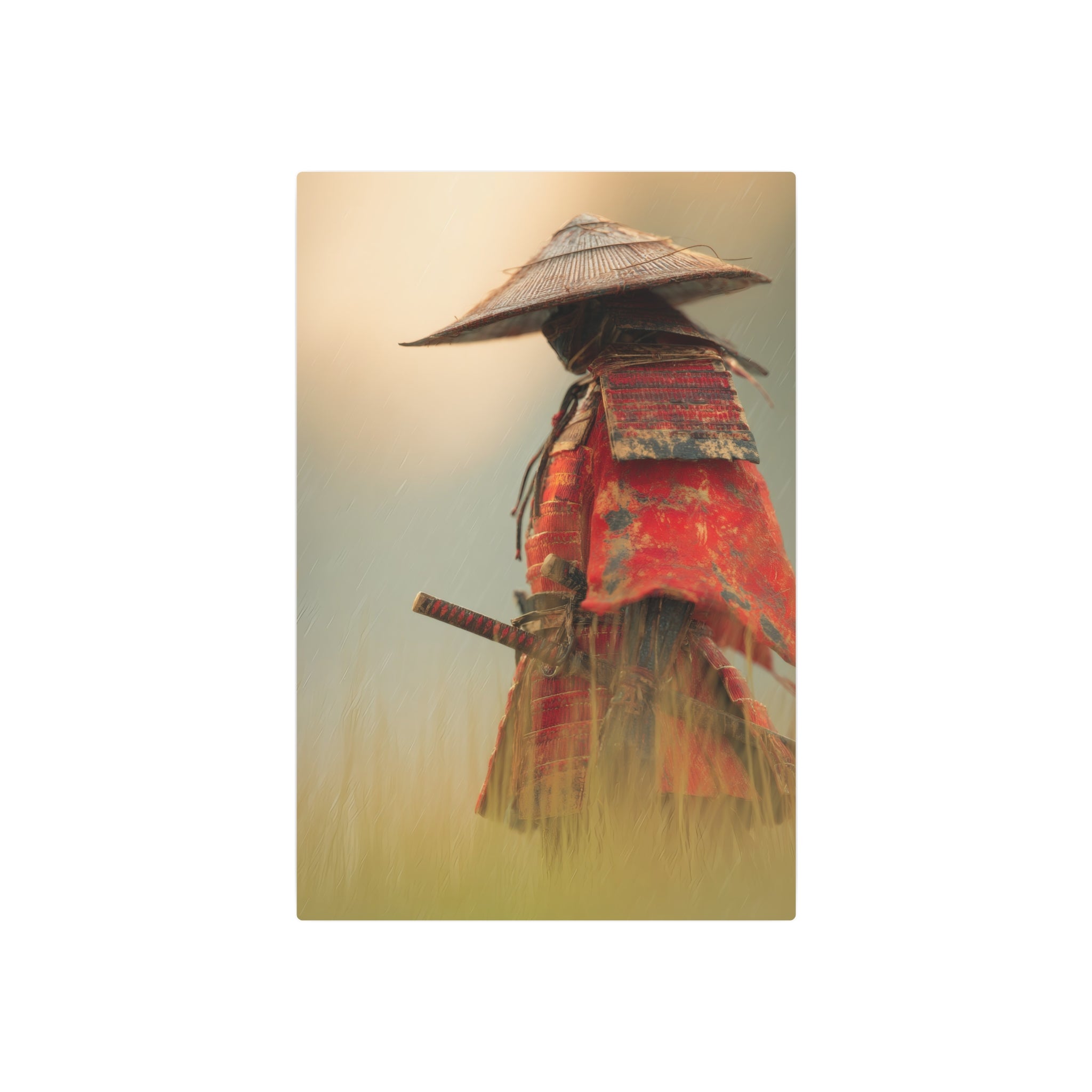 Samurai Metal Art Sign — Vintage Red Armor Wall Decor