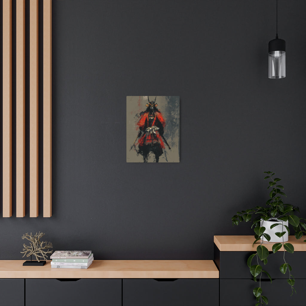 Samurai Warrior Metal Art Sign — Abstract Red Armor Wall Décor