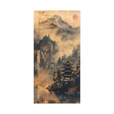 Zen Mountain Mist Canvas Art — Japanese Pagoda Landscape on Stretched Matte Canvas - The Art Hub