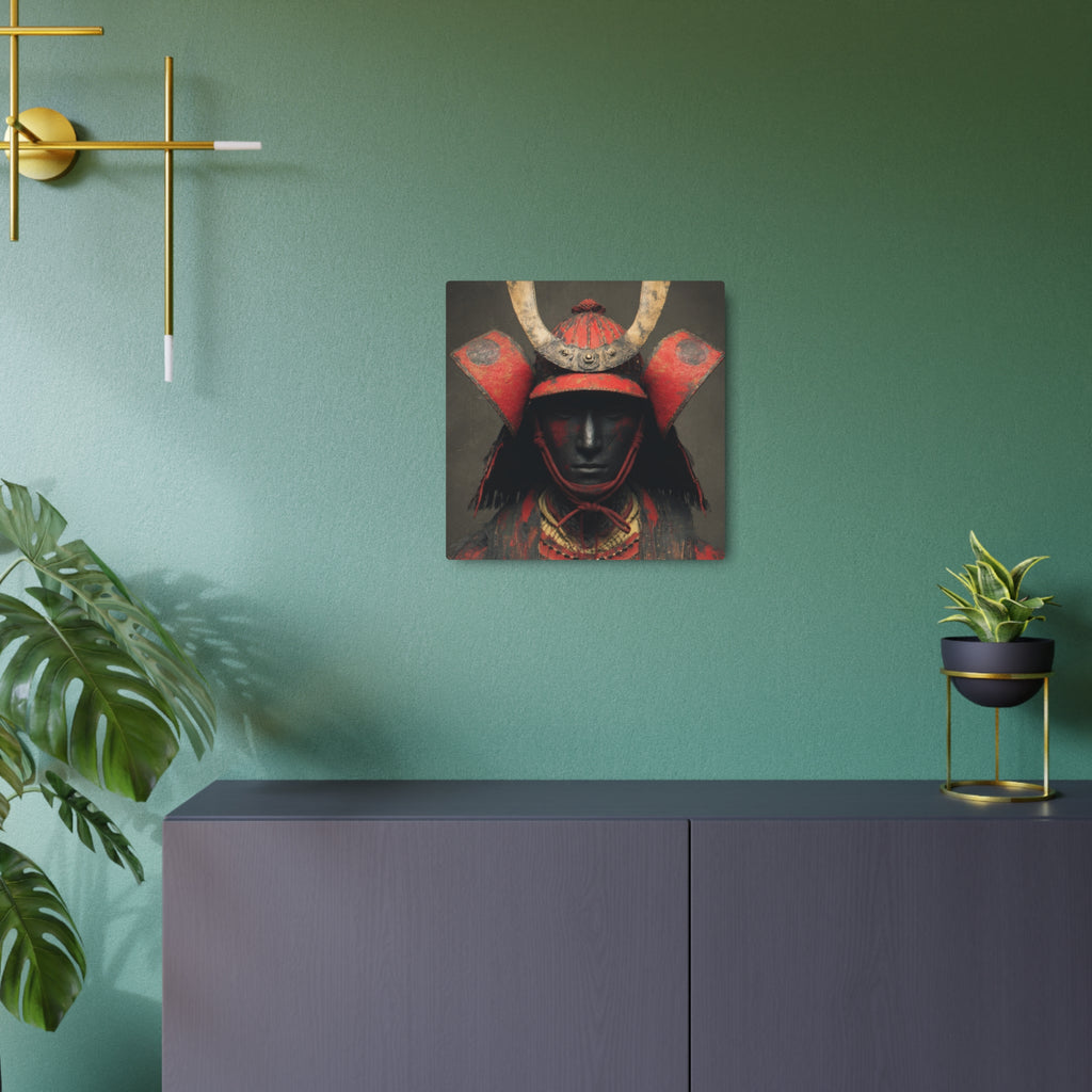 Samurai Armor Metal Art Sign — Red Warrior Wall Decor