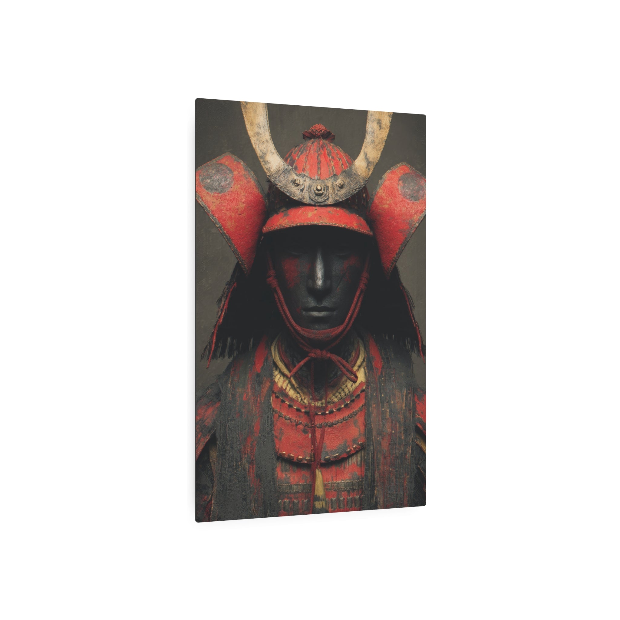 Samurai Armor Metal Art Sign — Red Warrior Wall Decor