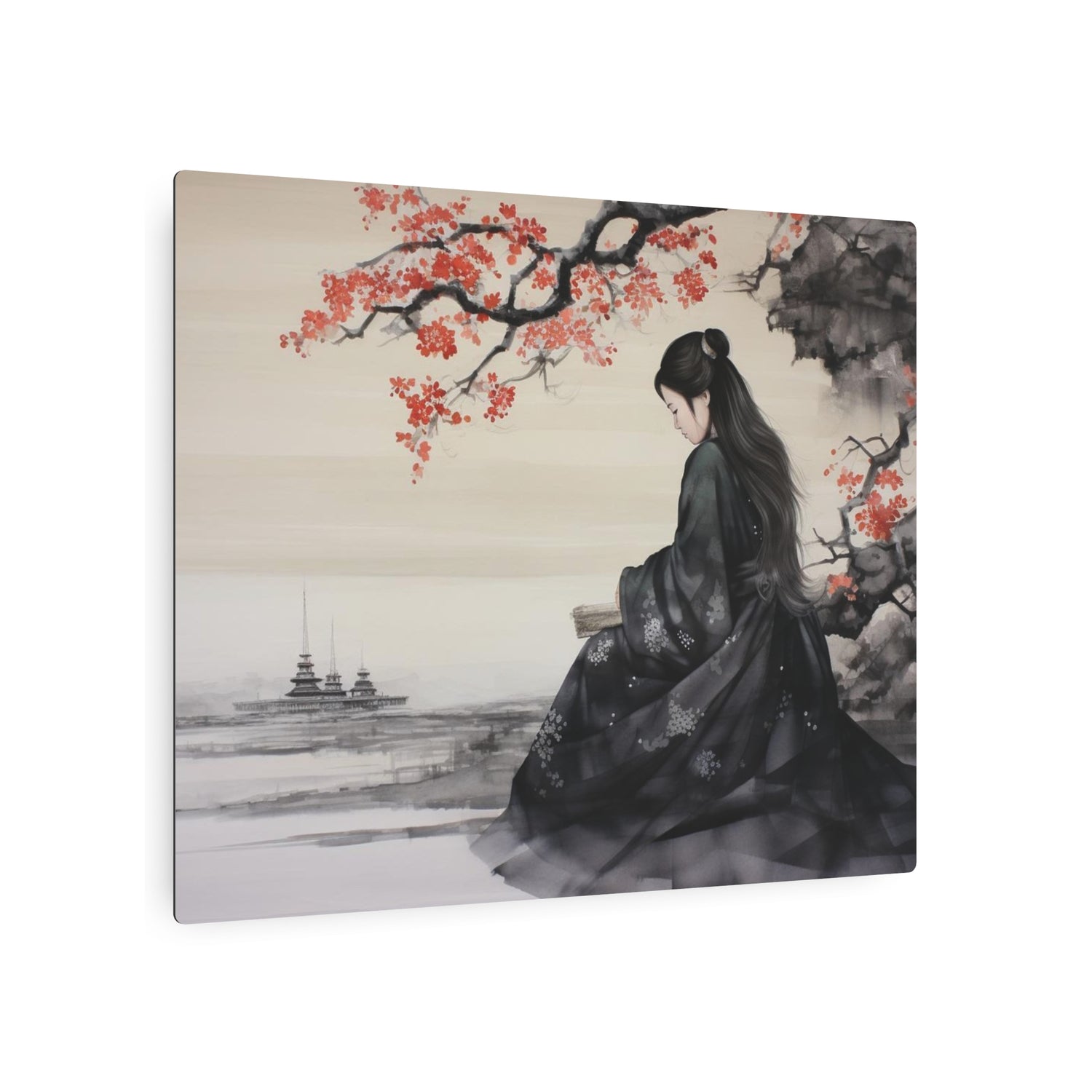Metal Art Japanese Geisha Landscape Wall Art - The Art Hub
