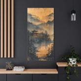 Golden Mist Mountain Landscape Canvas — Asian Pagoda Wall Art - The Art Hub