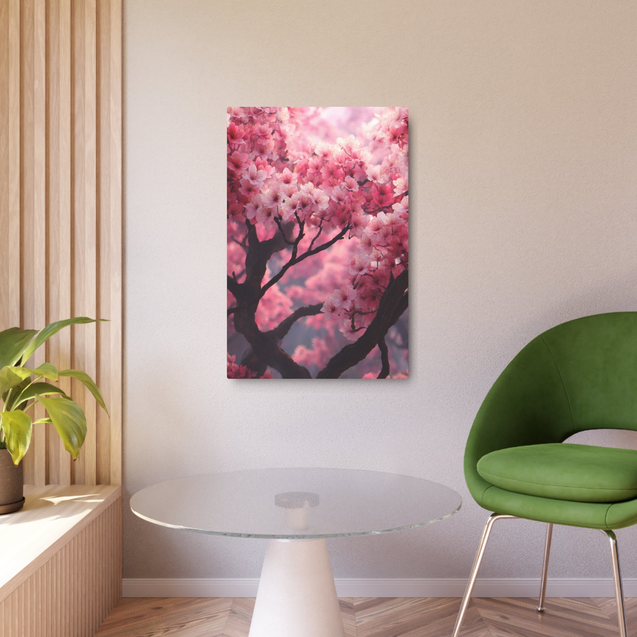 Cherry Blossom Metal Art Sign — Pink Floral Wall Decor