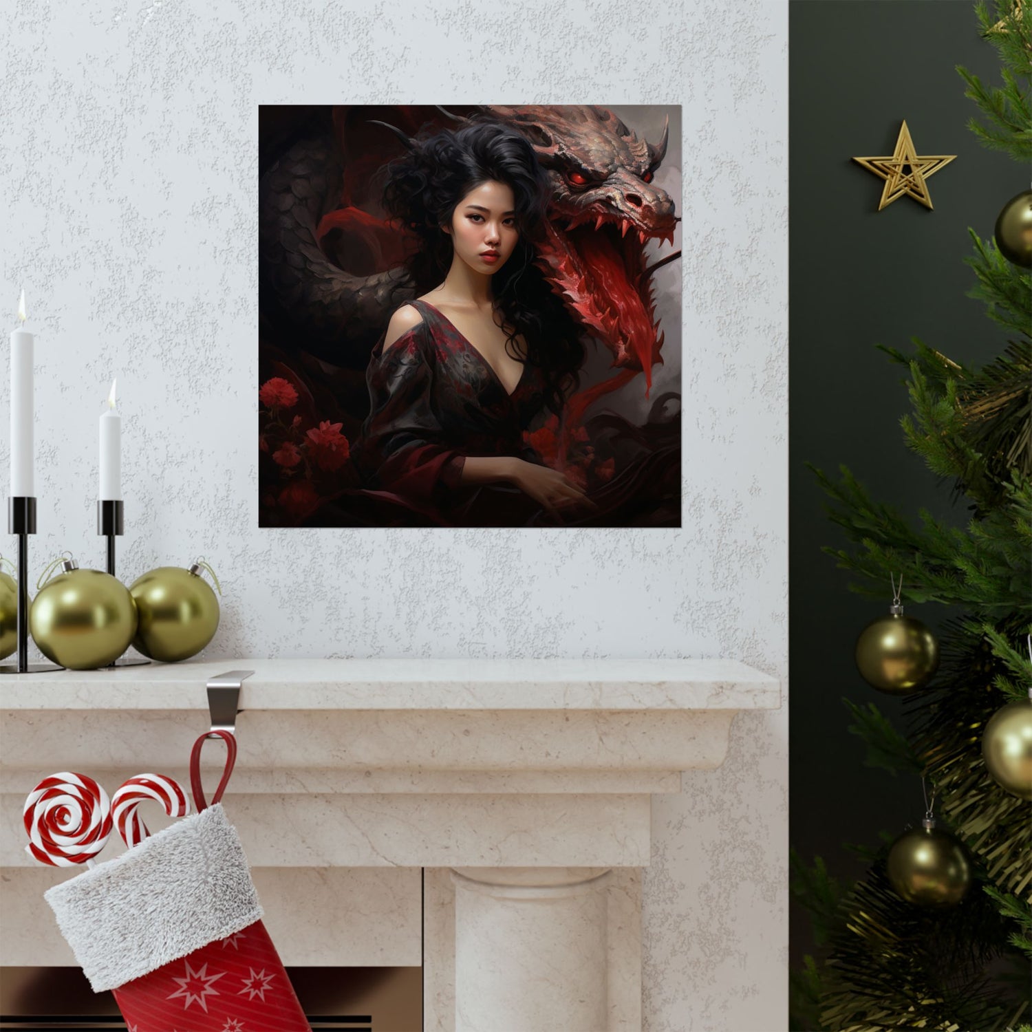 Dragon Empress Matte Poster — Dark Fantasy Portrait Wall Art - The Art Hub