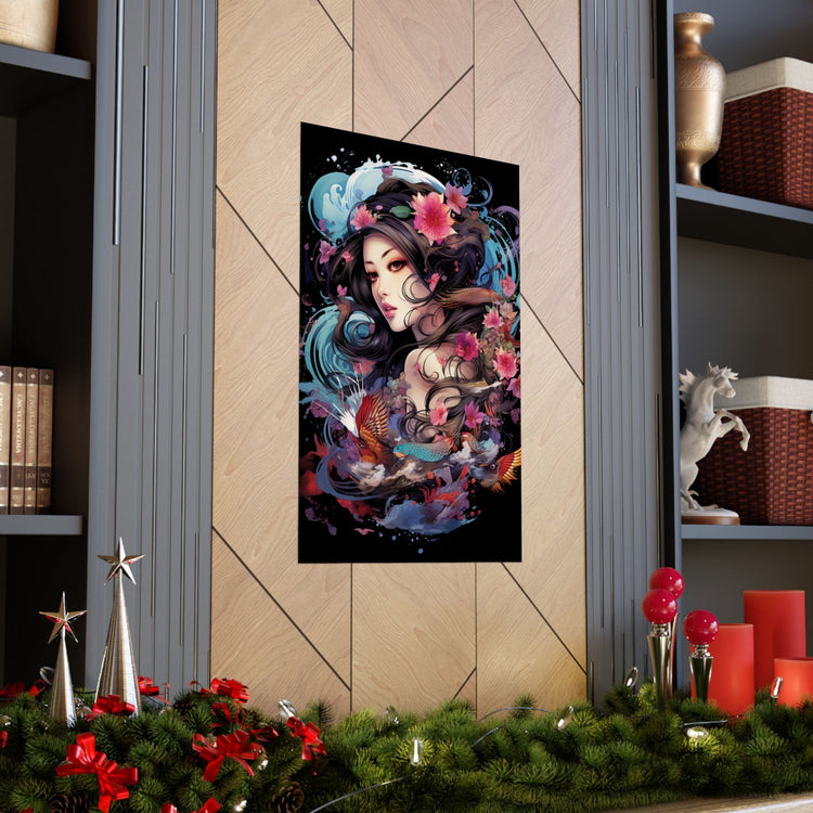 Matte Vertical Poster — Ethereal Floral Woman Art Print - The Art Hub