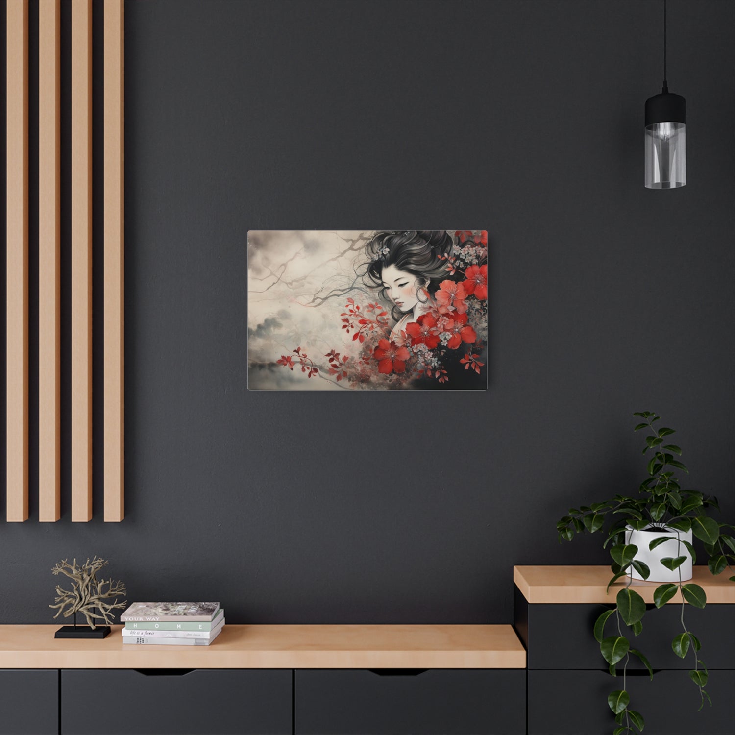 Oriental Geisha Metal Art Floral Japanese Wall Decor - The Art Hub