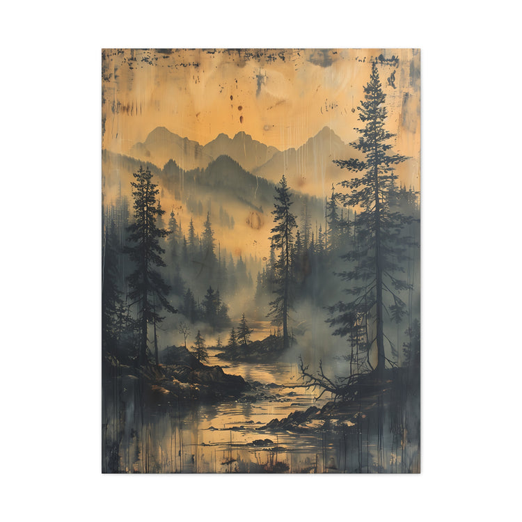 Mountain Mist Landscape Canvas Art— Rustic Pine Forest Wall Art - The Art Hub