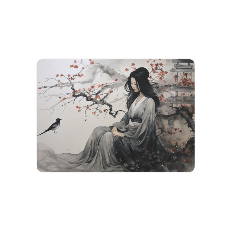 Oriental Lady Metal Art Serene Geisha with Cherry Blossoms Wall Decor - The Art Hub