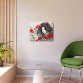 Metal Art Asian Woman with Red Blossoms Decorative Wall Art - The Art Hub