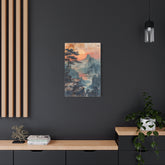 Sunset Mountain Landscape Canvas Print — Misty Pine Cliff Wall Art - The Art Hub
