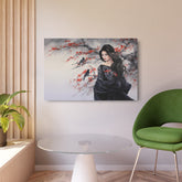Metal Art Geisha with Sakura & Crows Wall Decor - The Art Hub