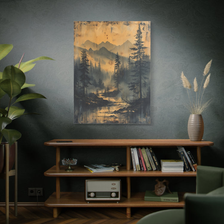 Mountain Mist Landscape Canvas Art— Rustic Pine Forest Wall Art - The Art Hub
