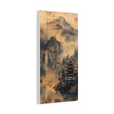 Zen Mountain Mist Canvas Art — Japanese Pagoda Landscape on Stretched Matte Canvas - The Art Hub