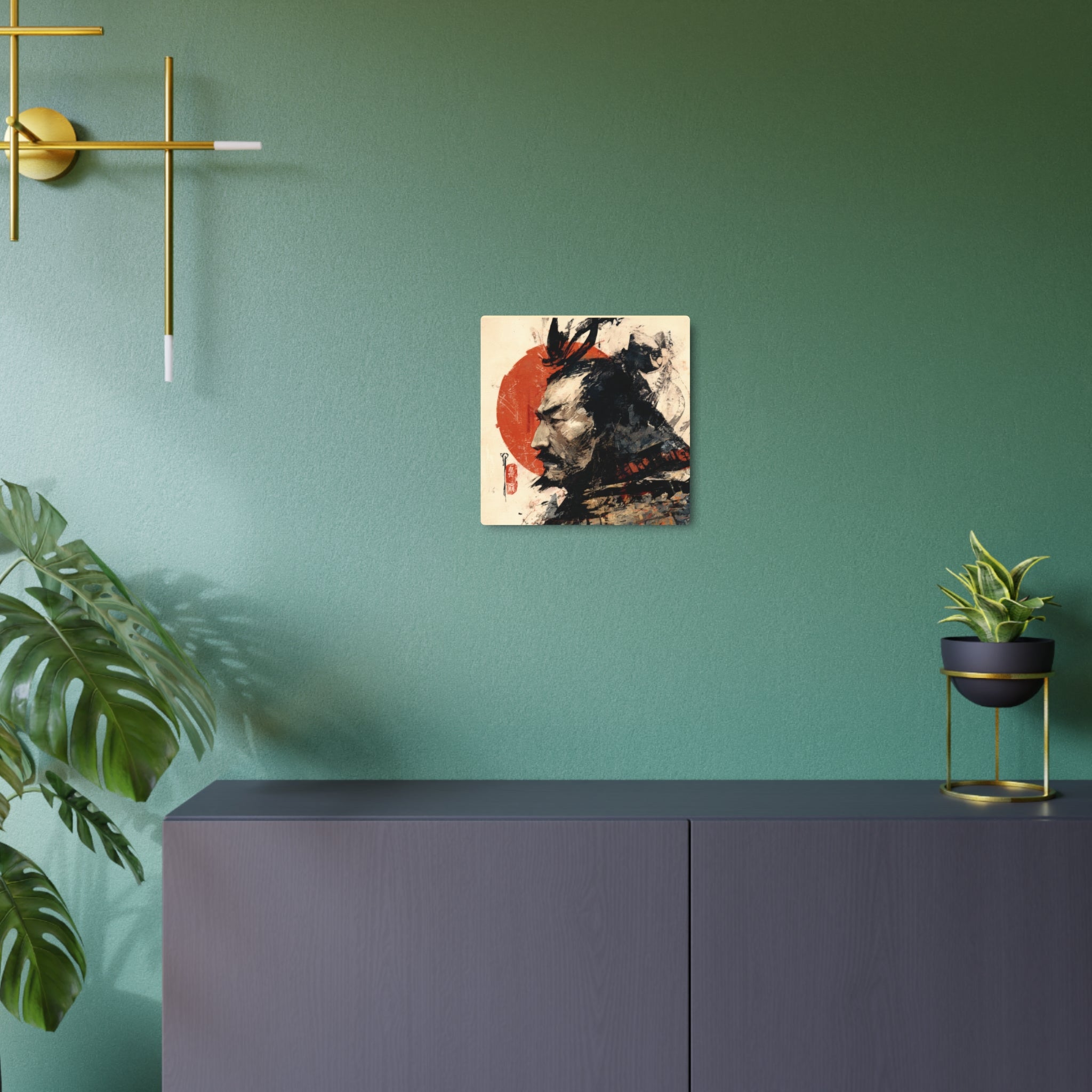 Samurai Metal Art Sign — Japanese Warrior Wall Decor