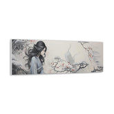 Canvas Wall Art Serene Geisha in Misty Cherry Blossom - The Art Hub