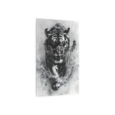 Tiger Metal Art — Dramatic Black & White Running Tiger Wall Decor - The Art Hub