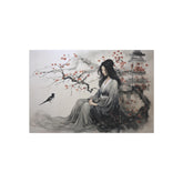 Oriental Lady Metal Art Serene Geisha with Cherry Blossoms Wall Decor - The Art Hub