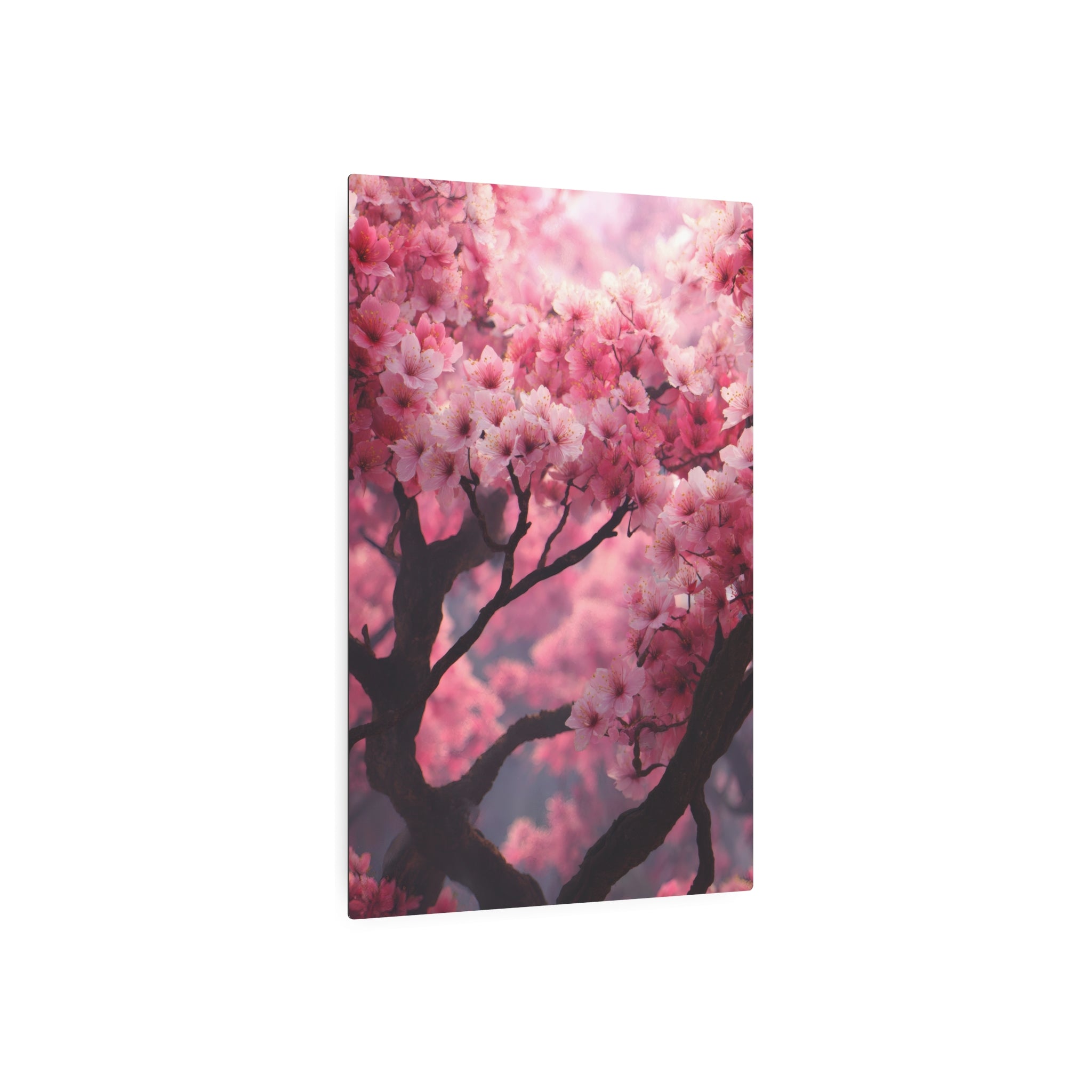 Cherry Blossom Metal Art Sign — Pink Floral Wall Decor
