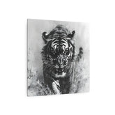 Tiger Metal Art — Dramatic Black & White Running Tiger Wall Decor - The Art Hub
