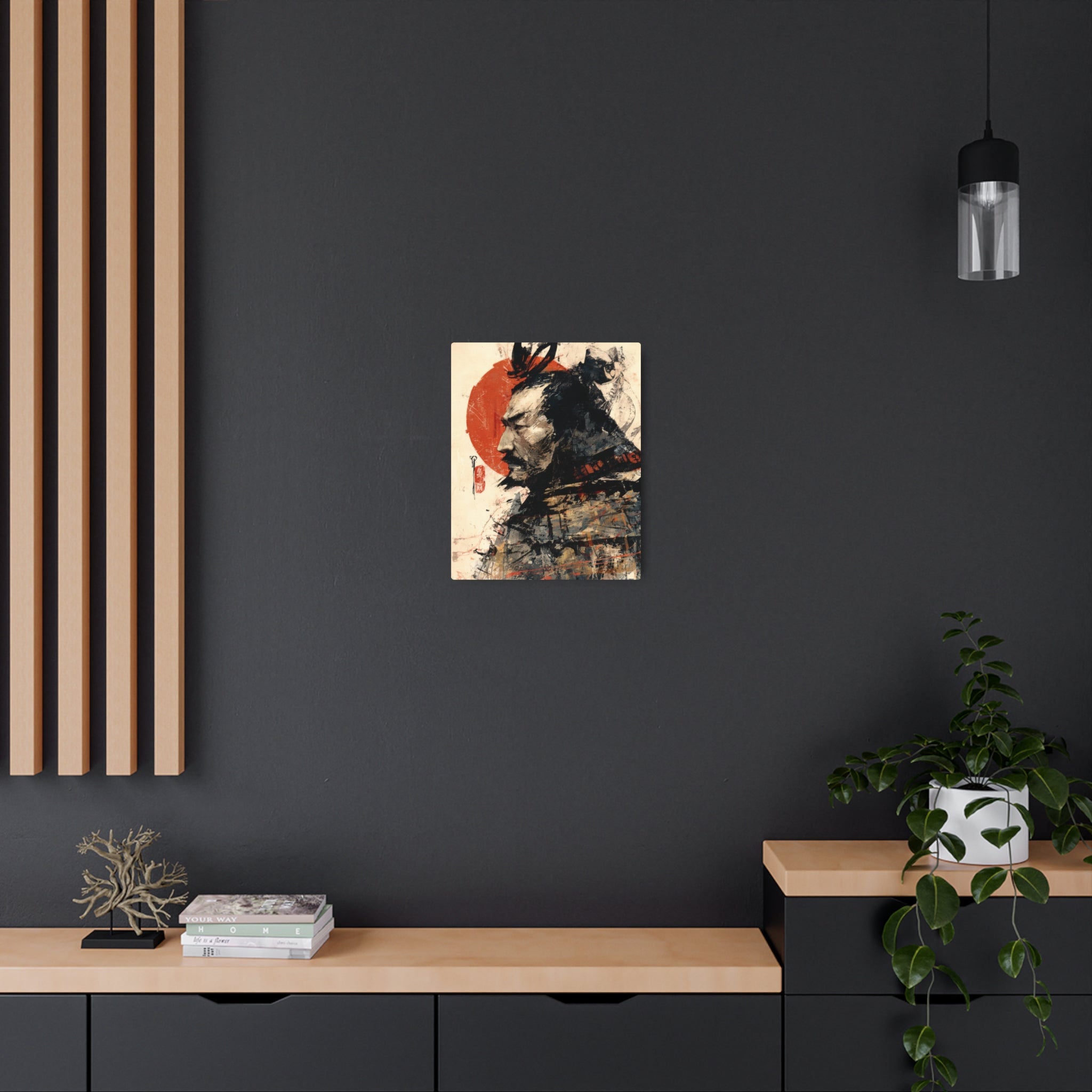 Samurai Metal Art Sign — Japanese Warrior Wall Decor