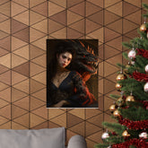 Fantasy Portrait Poster — Dark Sorceress with Dragon Matte Vertical Print - The Art Hub