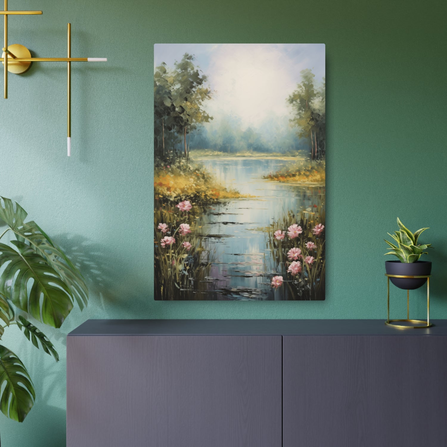 Metal Art - Tranquil Lakeside Meadow Landscape Wall Decor - The Art Hub