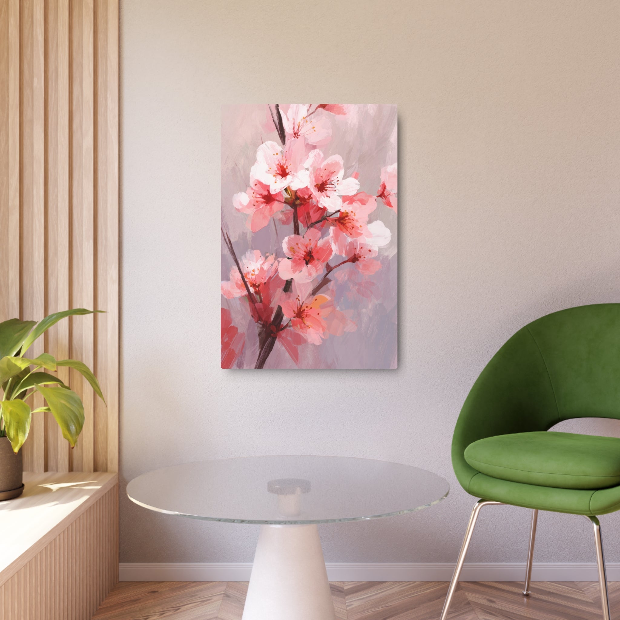 Cherry Blossom Metal Art Sign — Pink Floral Wall Décor